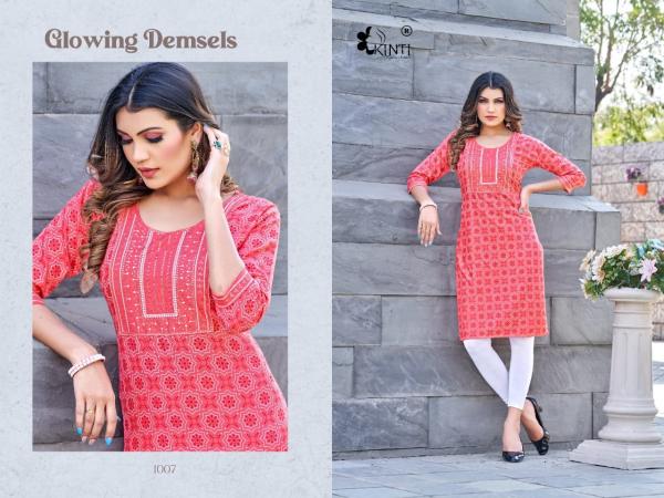 Kinti Lemon Vol 3 Rayon Designer Embroidery Kurti Collection